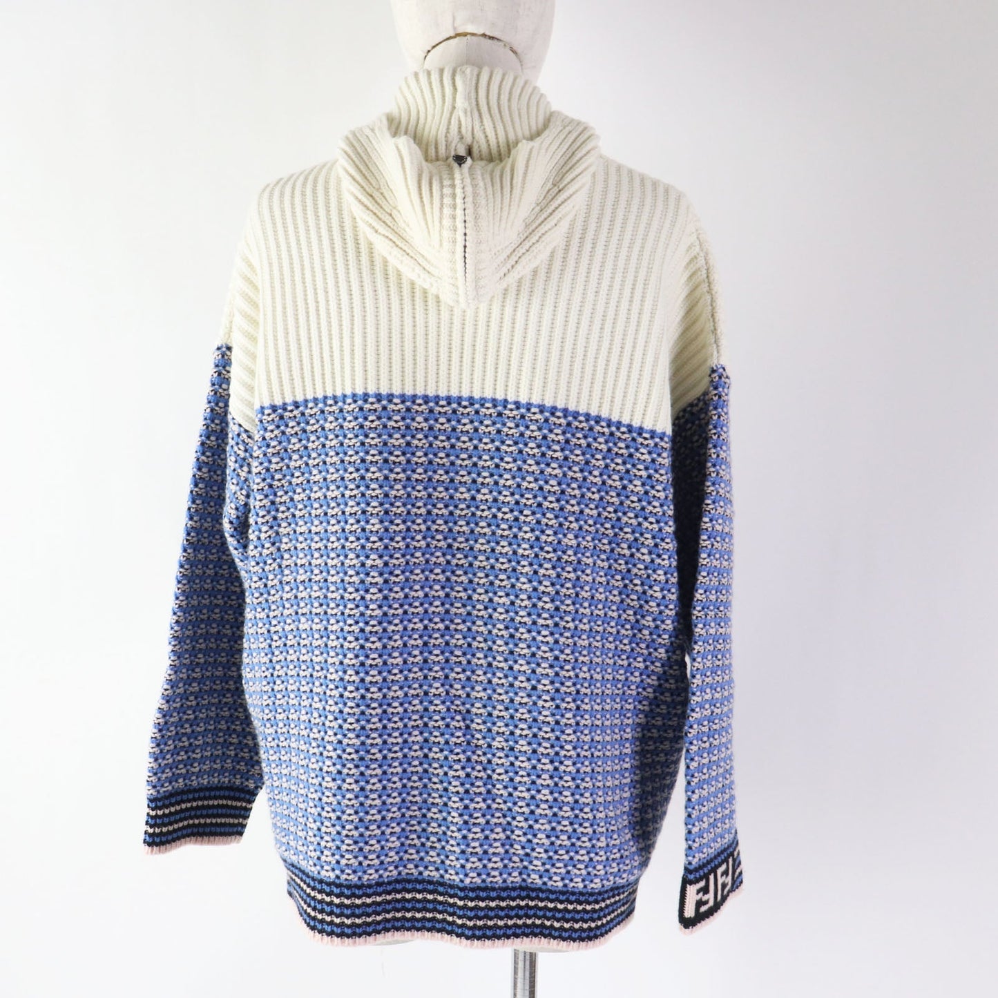 FENDI Hoodie FZY731 Main: 70% wool, Main: 30% cashmere Blue white Women 38