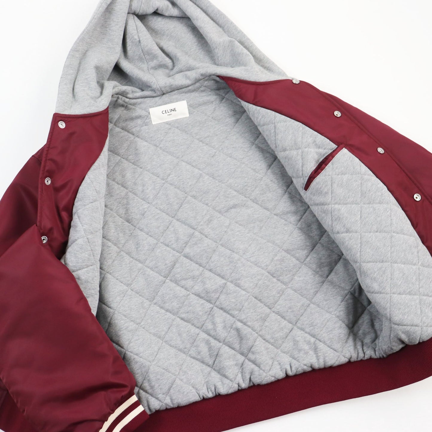 CELINE Blouson 2W15A227R Outer: 100% nylon, Lining: 100% cotton, Filling: 100% polyester, Part: 100% cotton Bordeaux Grey mens 52