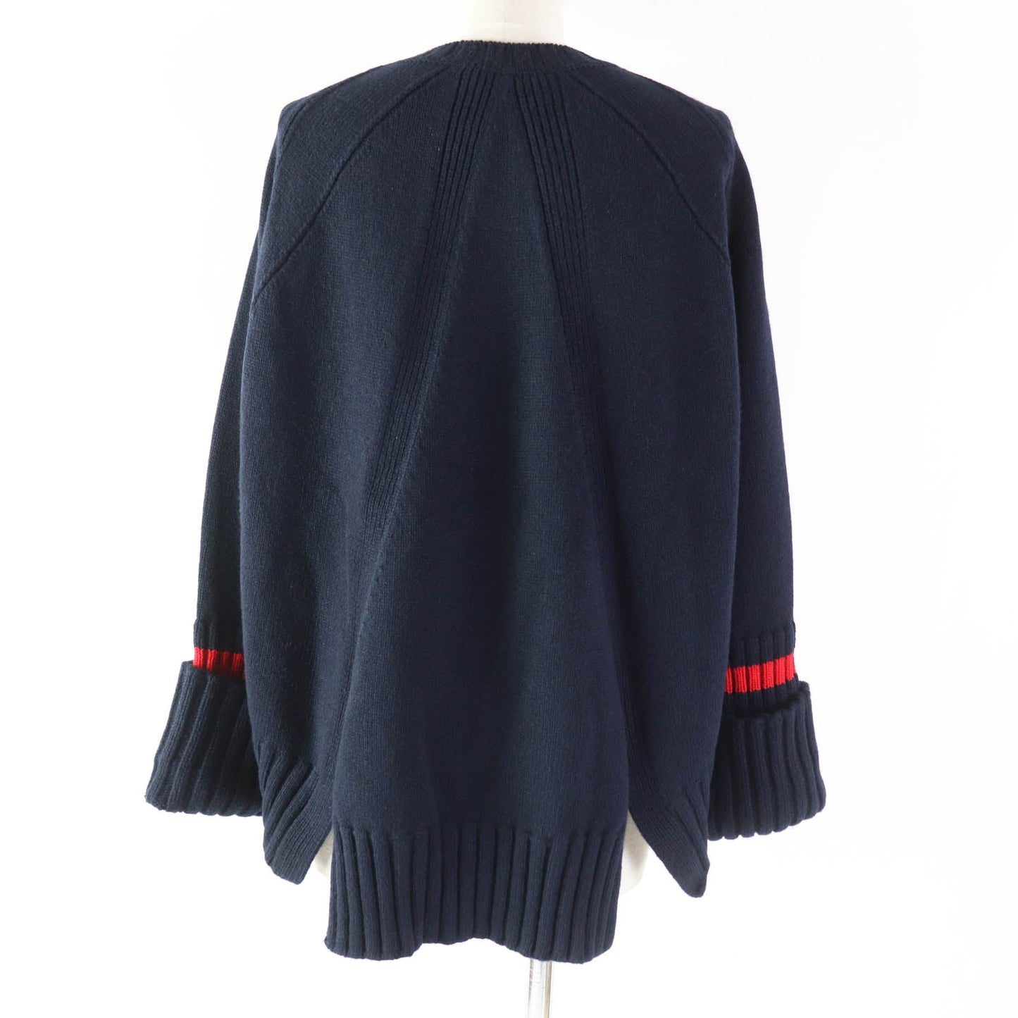 CELINE knit 3C56 7257 Main: 100% wool, Part: 100% cotton Navy red Phoebe Philonite Women S