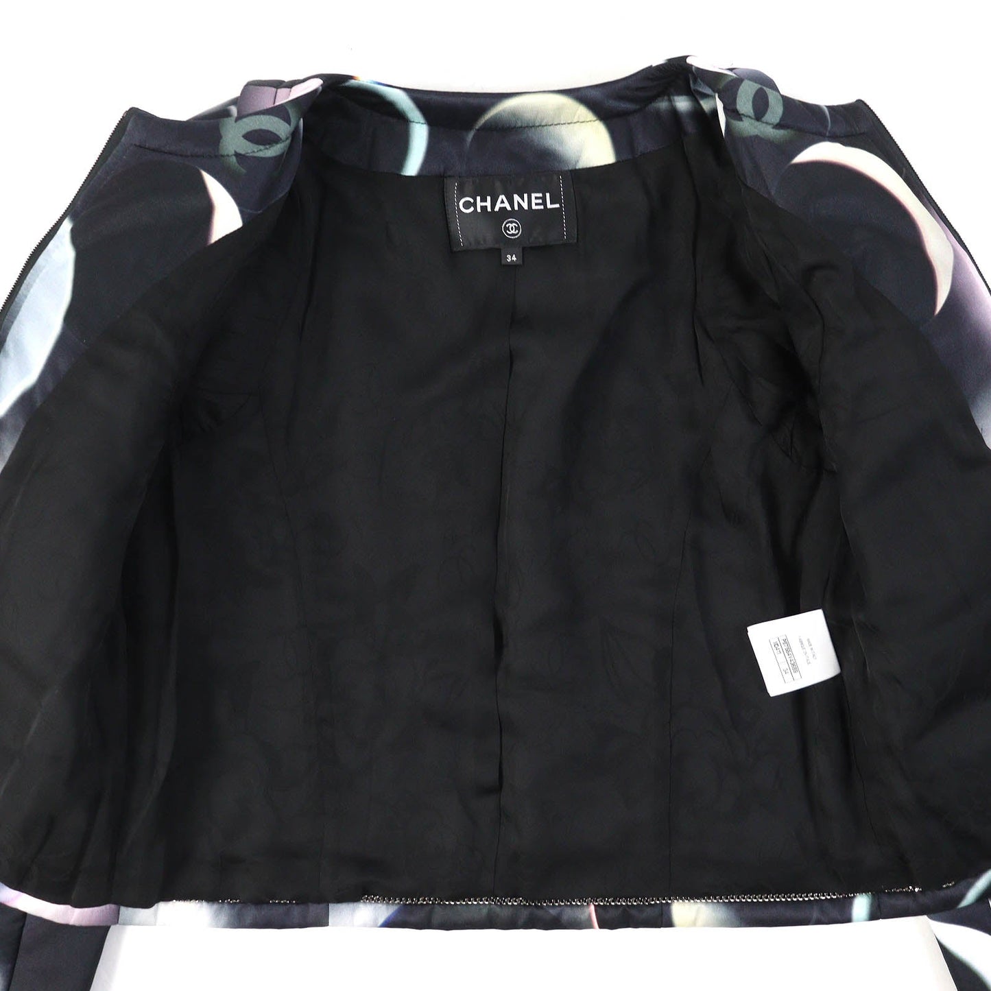 CHANEL No color jacket P57584 Outer: 68% rayon, Outer: 32% silk, Lining: 100% silk, Filling: 100% polyester Black multicolor Women 34