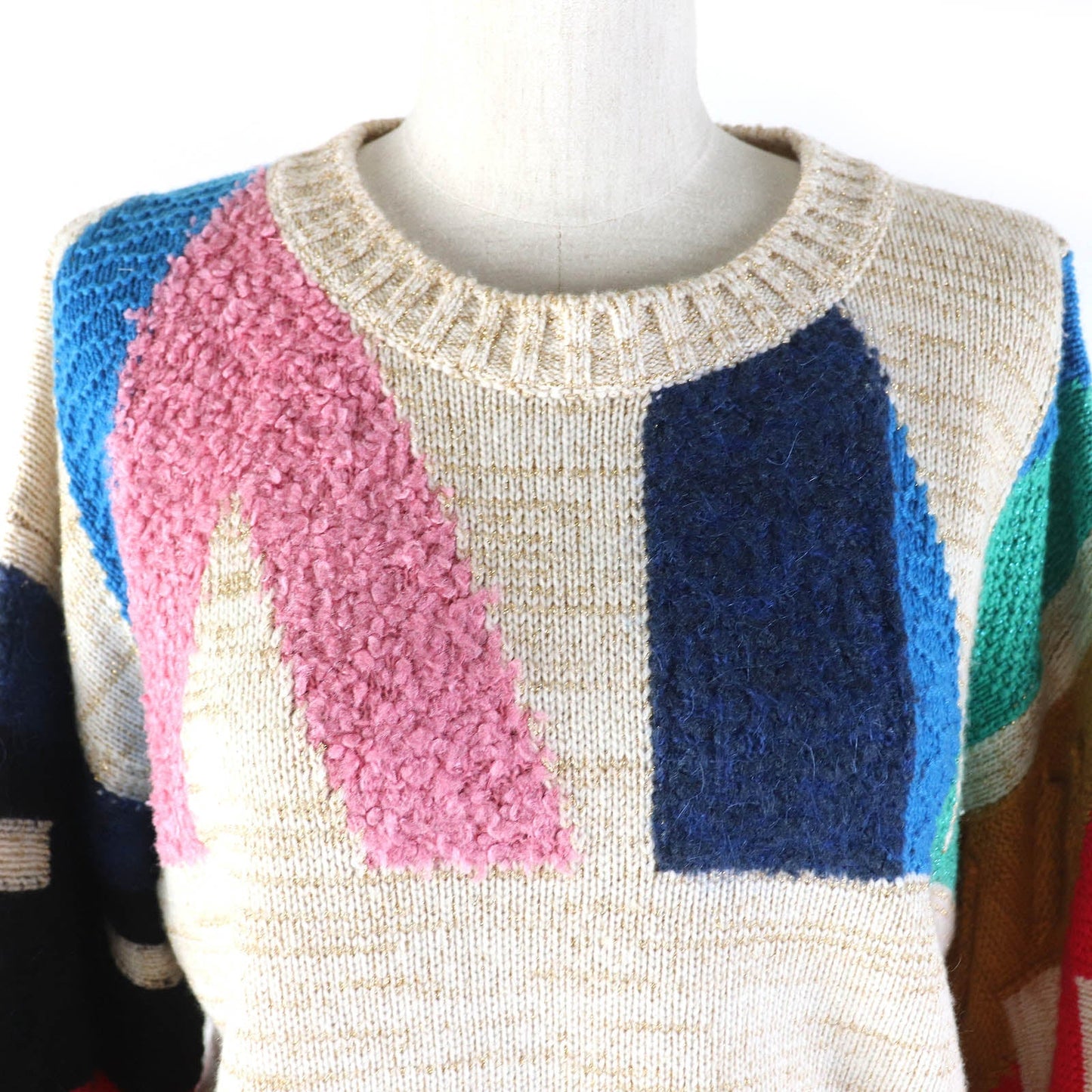 CHANEL knit 19A P61670 Main: 67% cashmere, Main: 17% polyester, Main: 6% silk, Main: 5% mohair, Main: 3% polyamide Beige multicolor Women 38