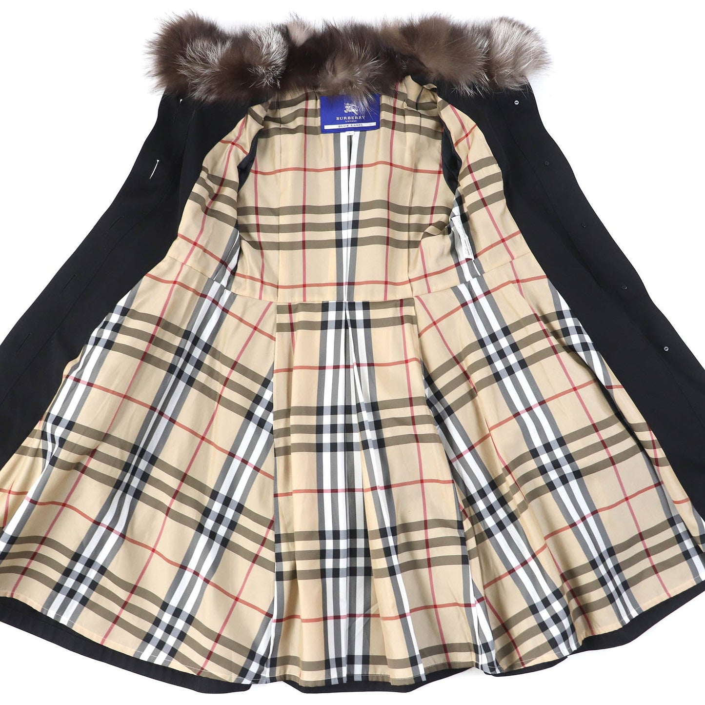 BURBERRY BLUE LABEL trench coat Main: 100% cotton, Fur: Fox, Lining: Cupra, Lining: Polyester, Sleeve lining: Polyester black Women 36