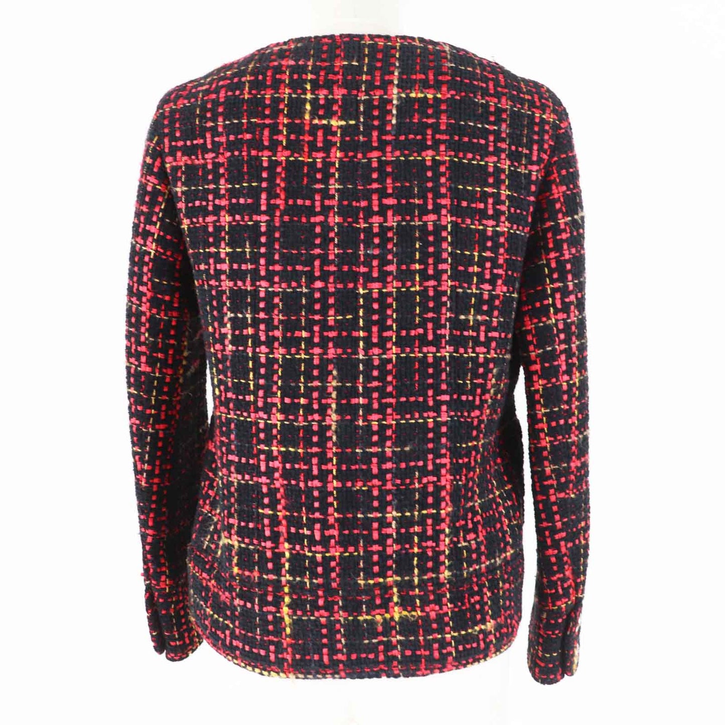 CHANEL Jacket 22A P73176 Outer material: 43% cotton, Outer material: 22% wool, Outer material: 13% cashmere, Outer material: 11% polyester, Outer material: 11% silk Black Red Yellow Women 36