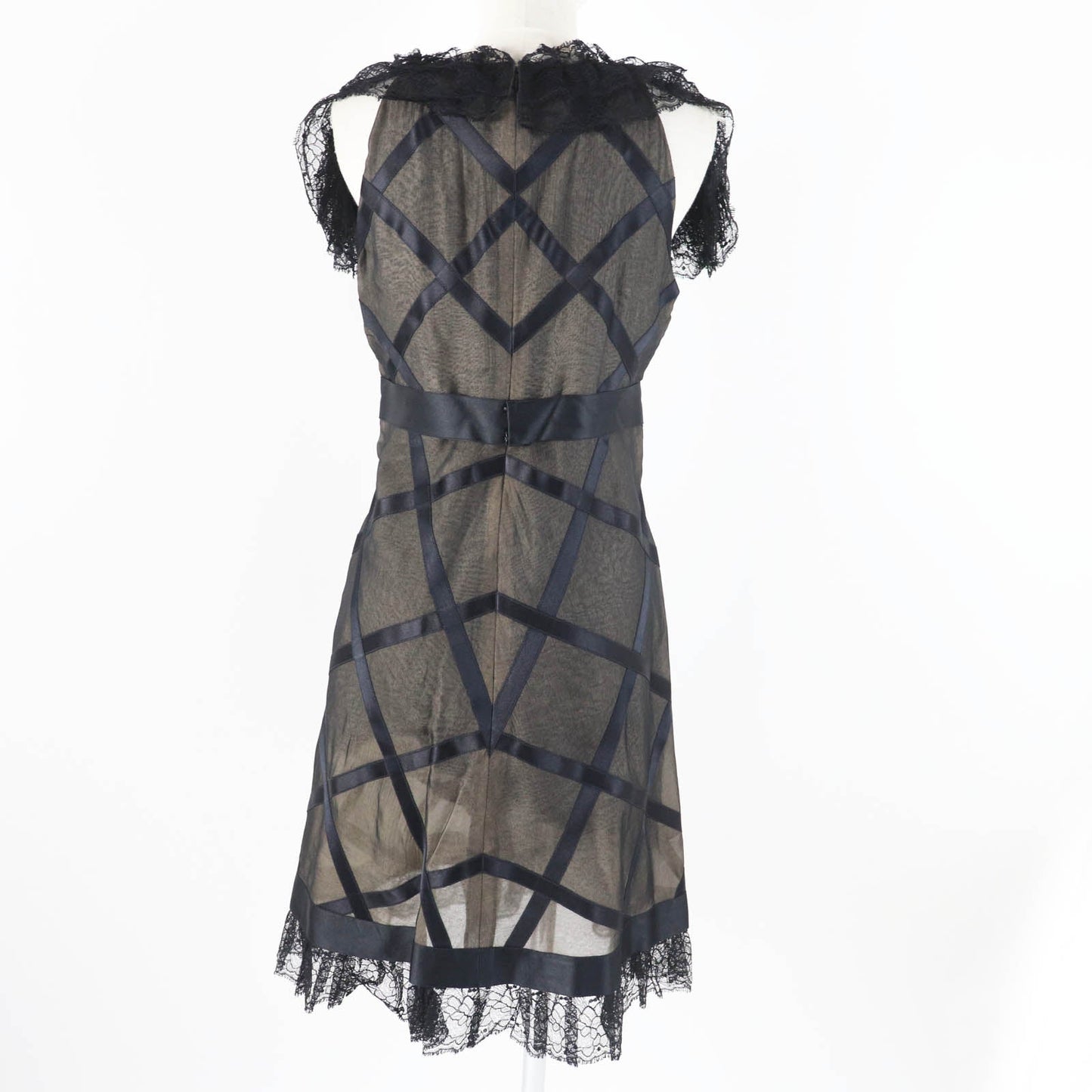 CHANEL one piece 07P P30570 Main: 100% silk, Part: 100% silk Black beige Women 38