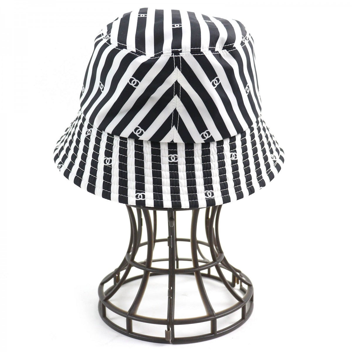 CHANEL hat AA9874 Outer: 100% polyester, Lining: 100% cotton Black White Women S