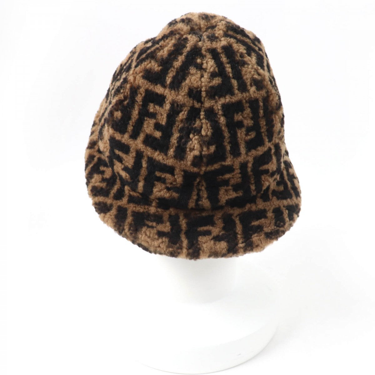 FENDI hat FXQ632 Main: Sheepskin, Lining: 100% Silk Brown black Women M