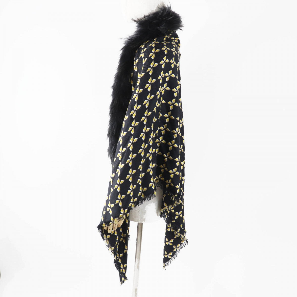 FENDI scarf FXT069 Main: 60% silk, Main: 40% wool, Part: raccoon Black Yellow Beige White Women