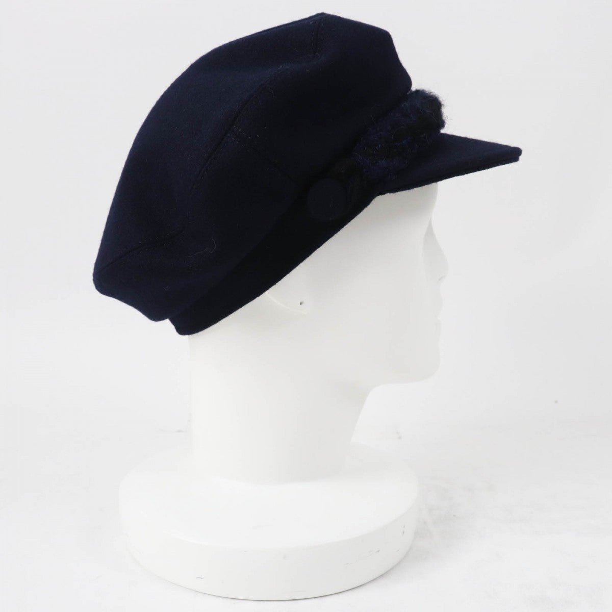 CHANEL Casquette 19V Main: 100% wool, Lining: 50% cotton, Lining: 27% polyamide (nylon), Lining: 23% polyester, Part: 67% wool Dark navy Women S
