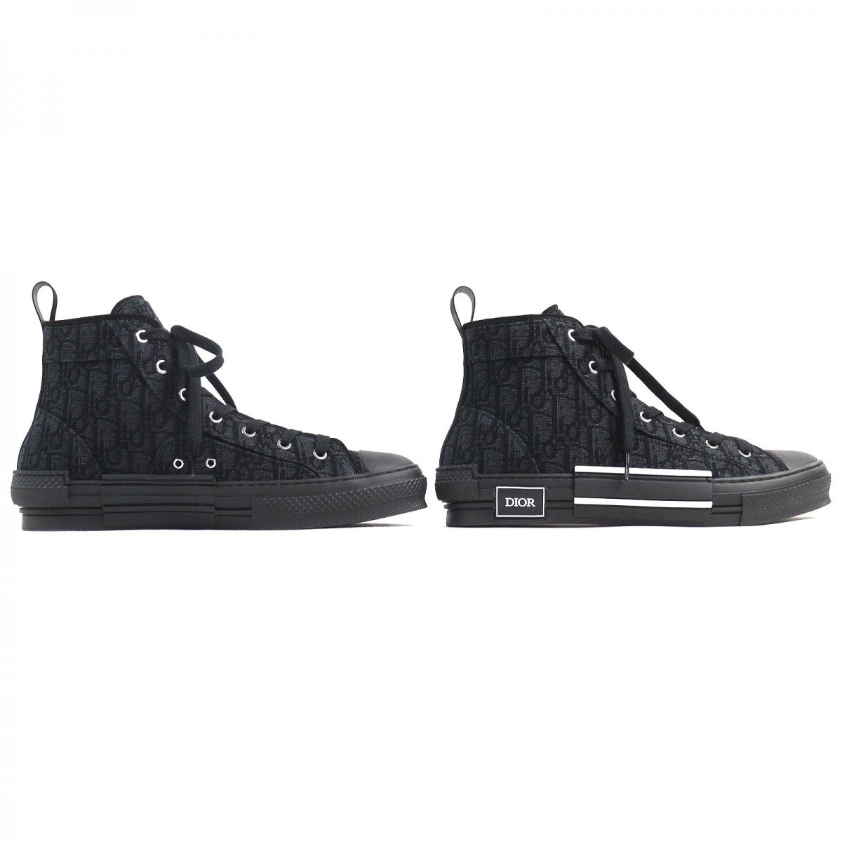 Dior HOMME High cut sneakers 3SH126ZSA H969 Cotton, Technical Fabric black Dior Oblique B23 mens 43