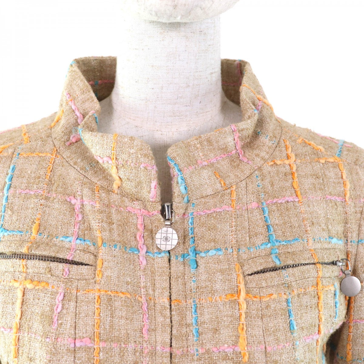 CHANEL coat 01P P17594 Outer: 83% viscose (rayon), Outer: 17% cotton, Lining: 100% silk beige Women 34