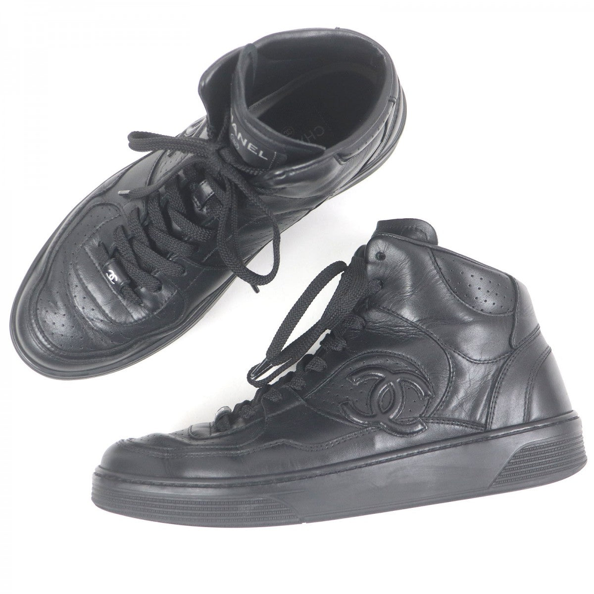 CHANEL High cut sneakers G45080 Main: Leather black mens 40.5
