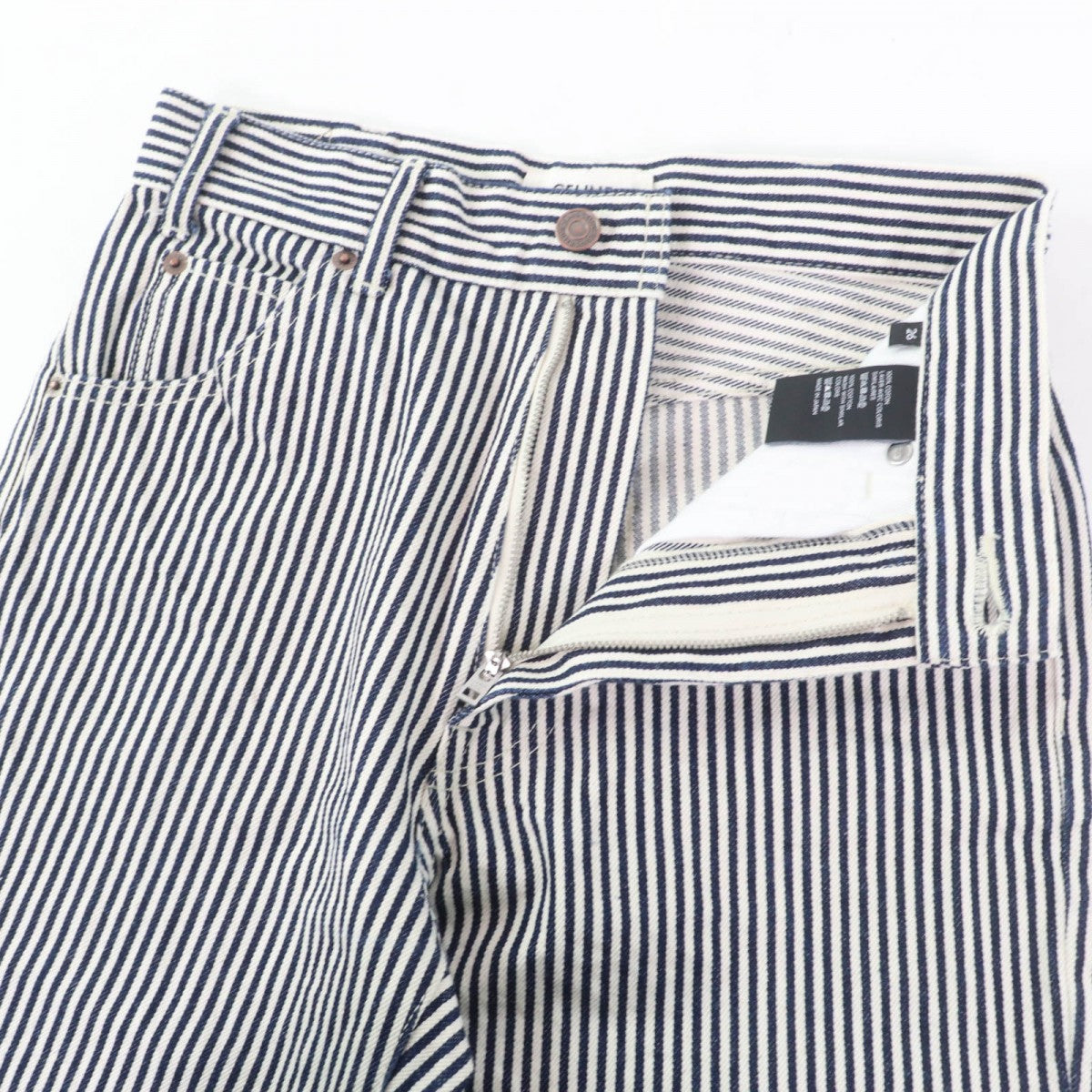 CELINE Denim pants Main: 100% cotton Navy Ivory Women 26