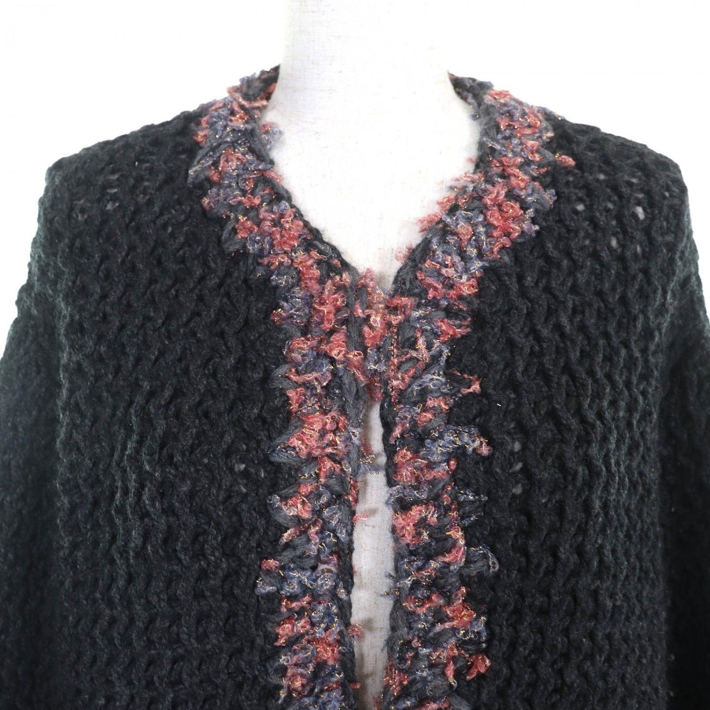 CHANEL cardigan P72932 cashmere Dark gray pink type 34/36