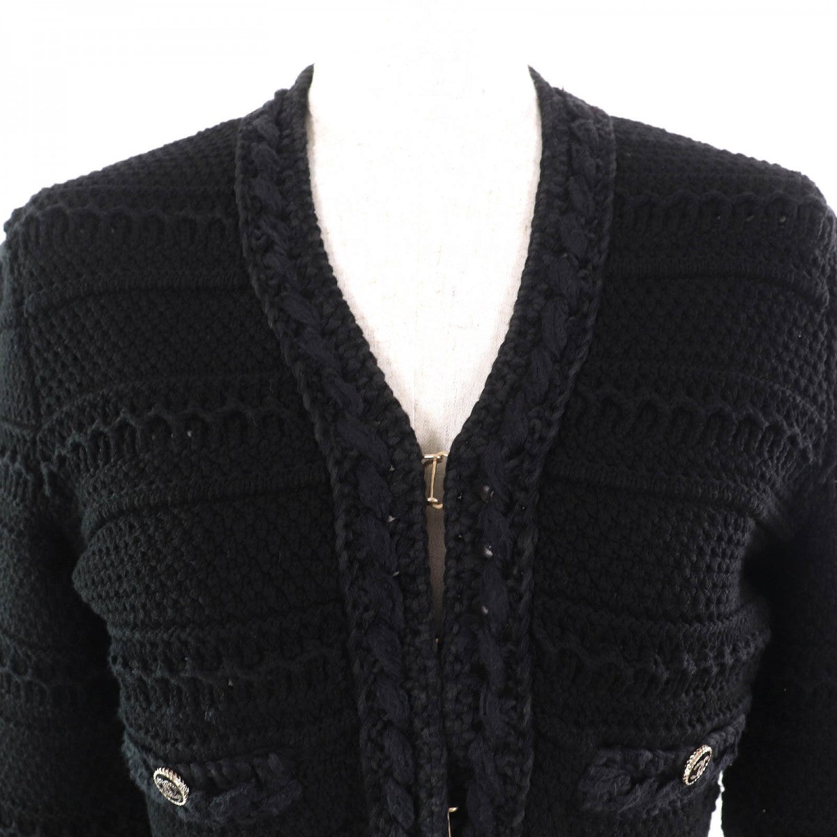 CHANEL cardigan 21P P70500 cotton black 36