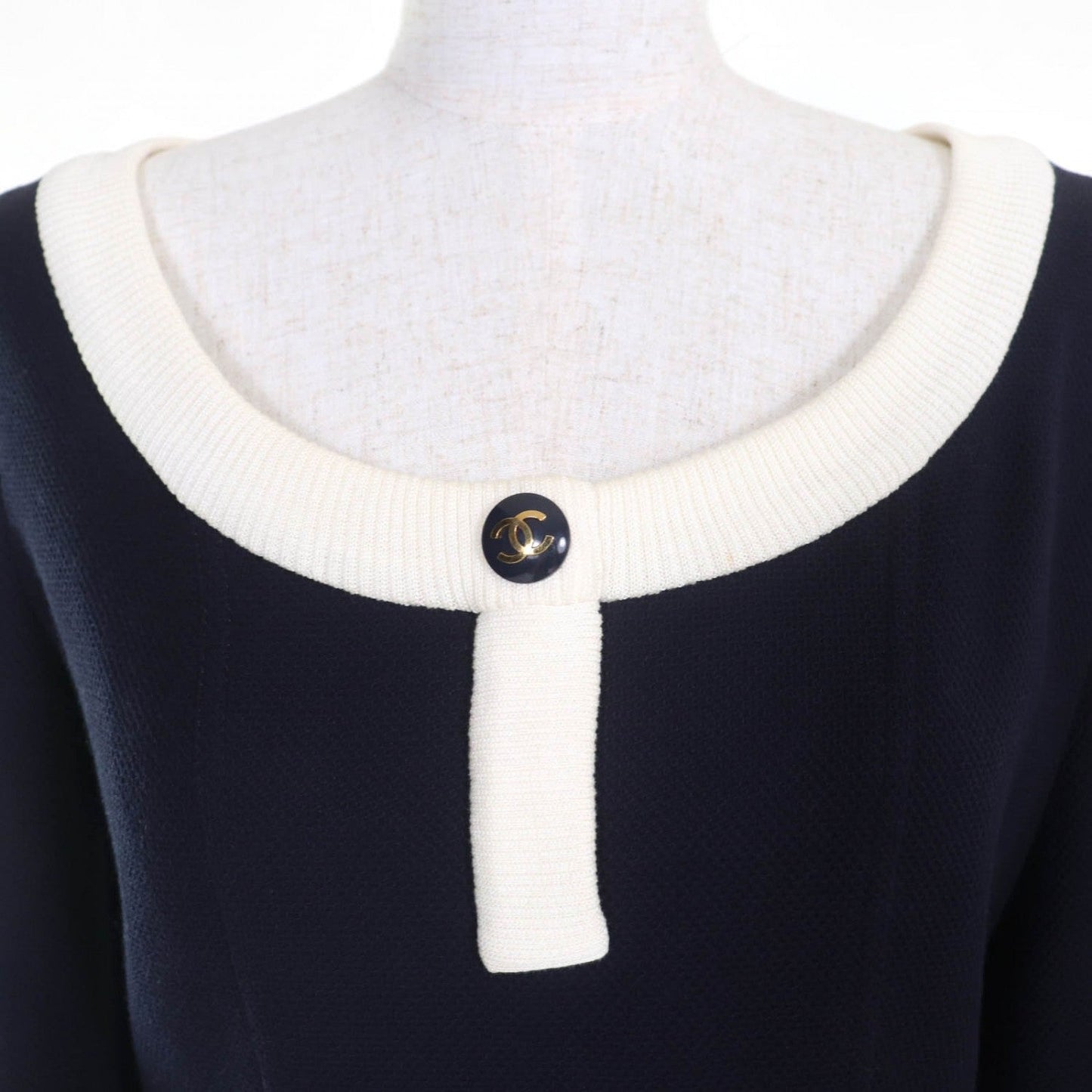 CHANEL one piece cotton Navy 36