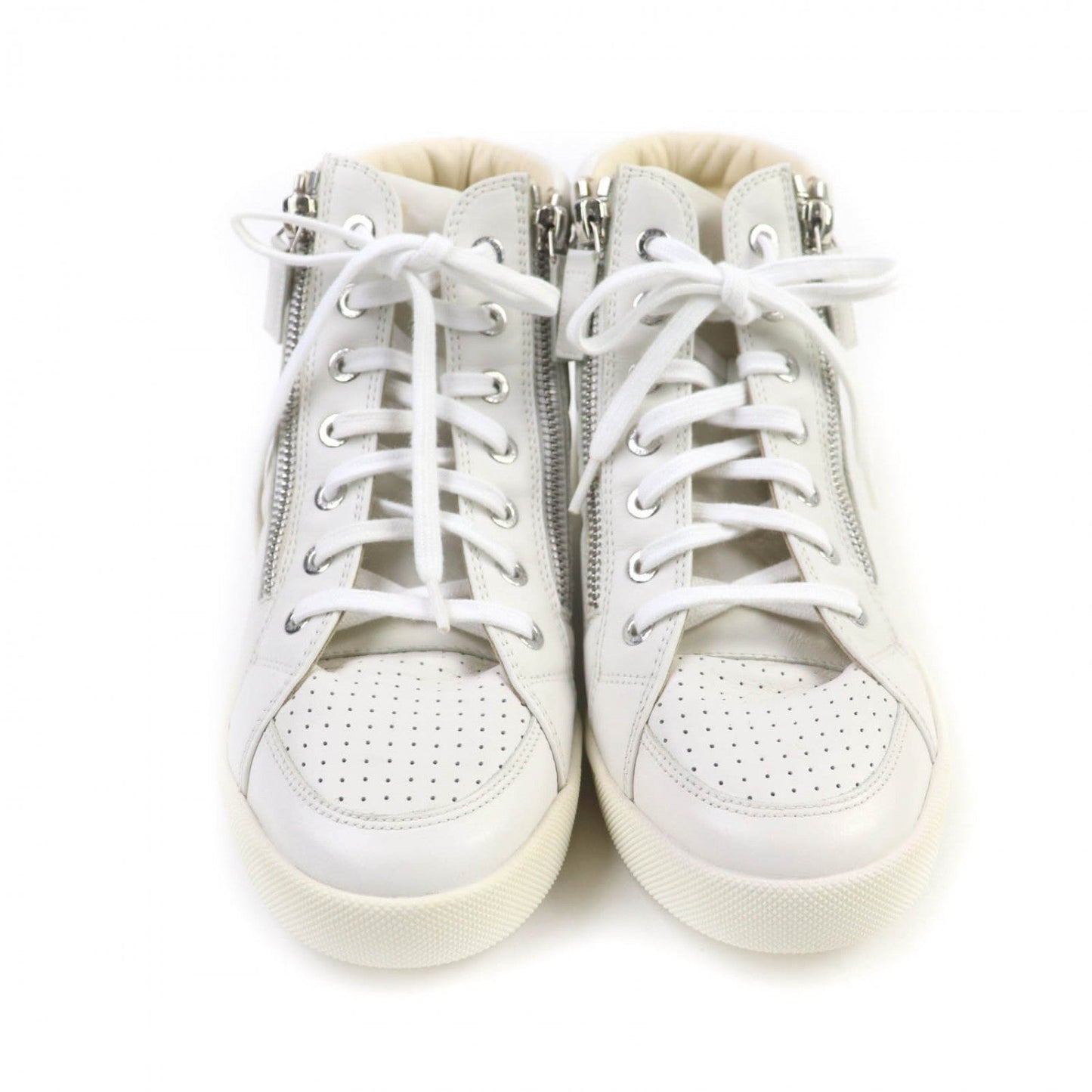 CHANEL High cut sneakers G29689 leather white 37.5