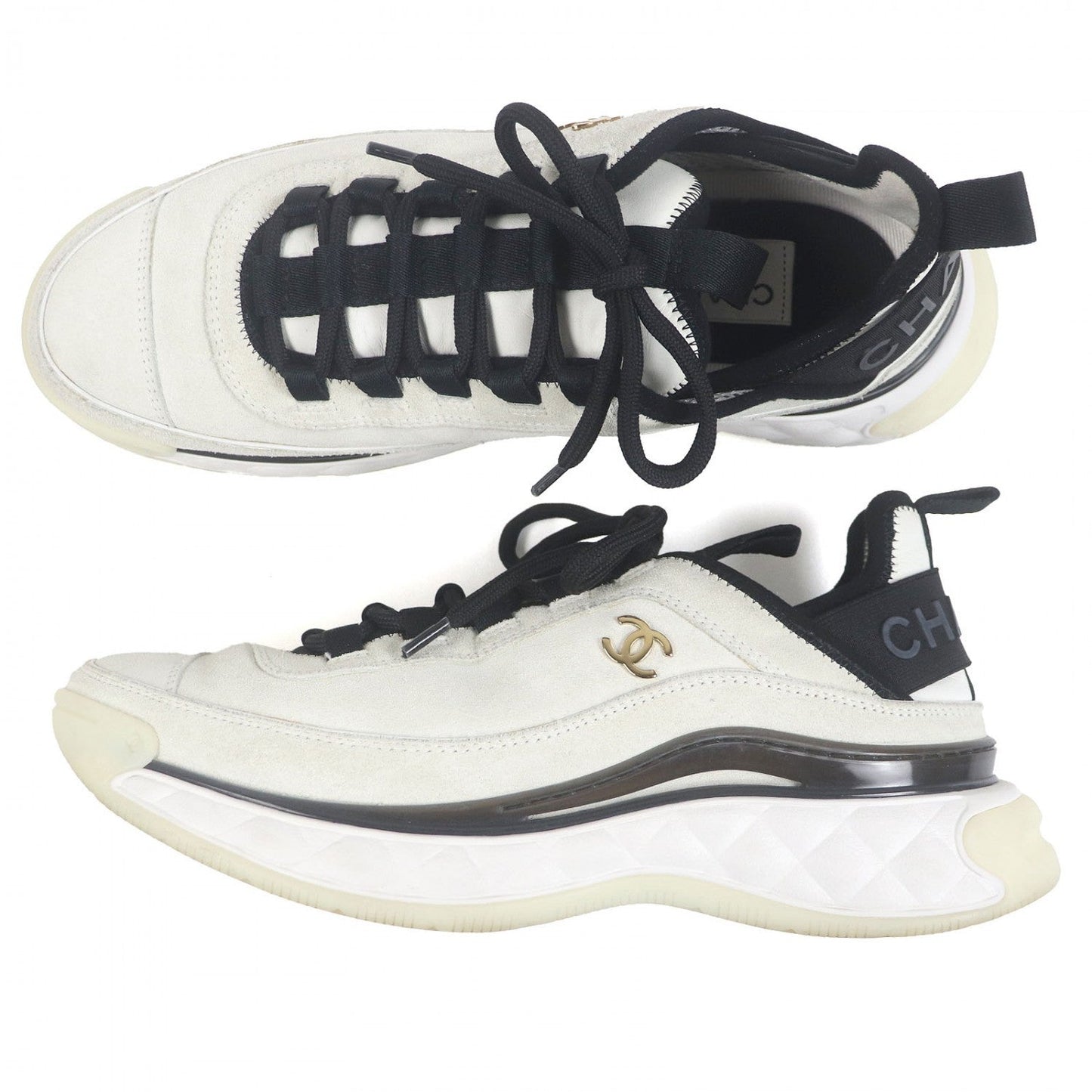 CHANEL Low cut sneakers Suede leather Light gray 39