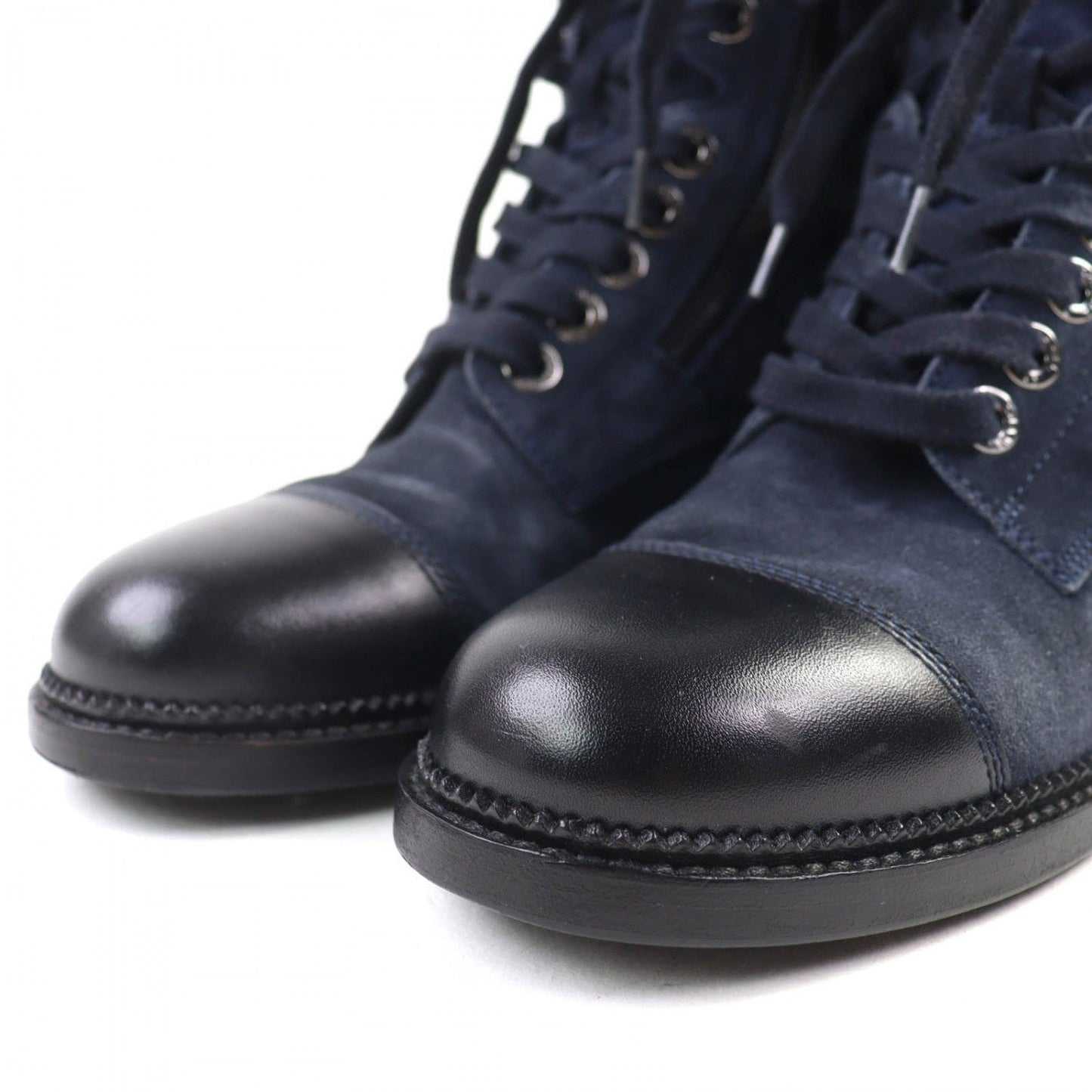 CHANEL short boots G33769 Suede leather Navy black 38