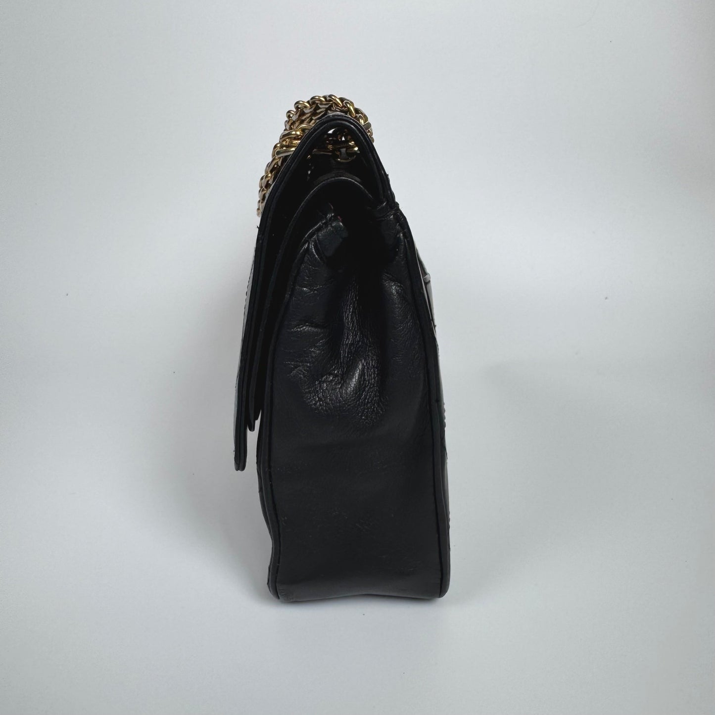 Chanel Classic Flap Vintage Black Lambskin Leather with 24k Gold Hardware Chain Strap