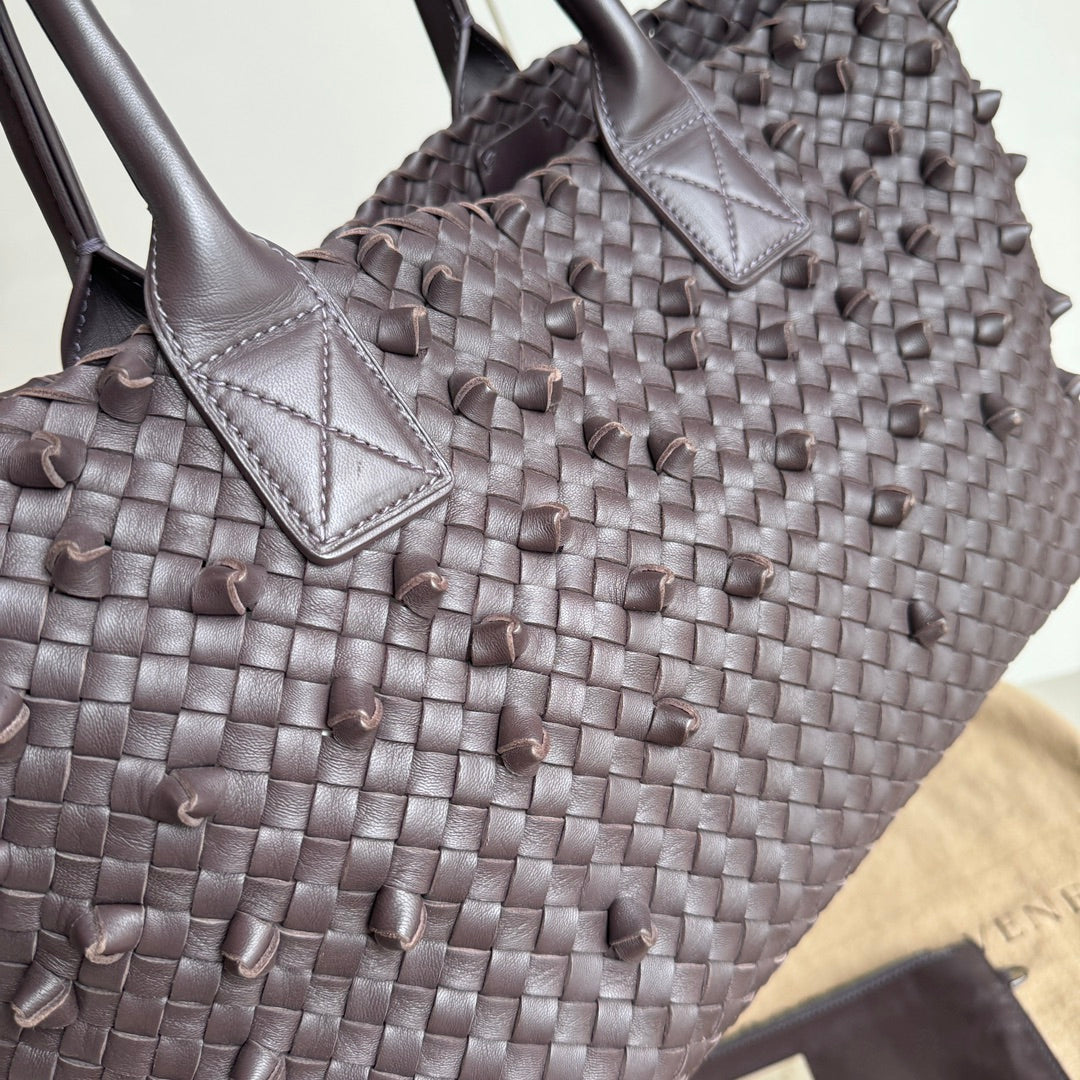 Bottega Veneta Cabat Medium Intreccio Leather Tote Bag Dark Chocolate Brown