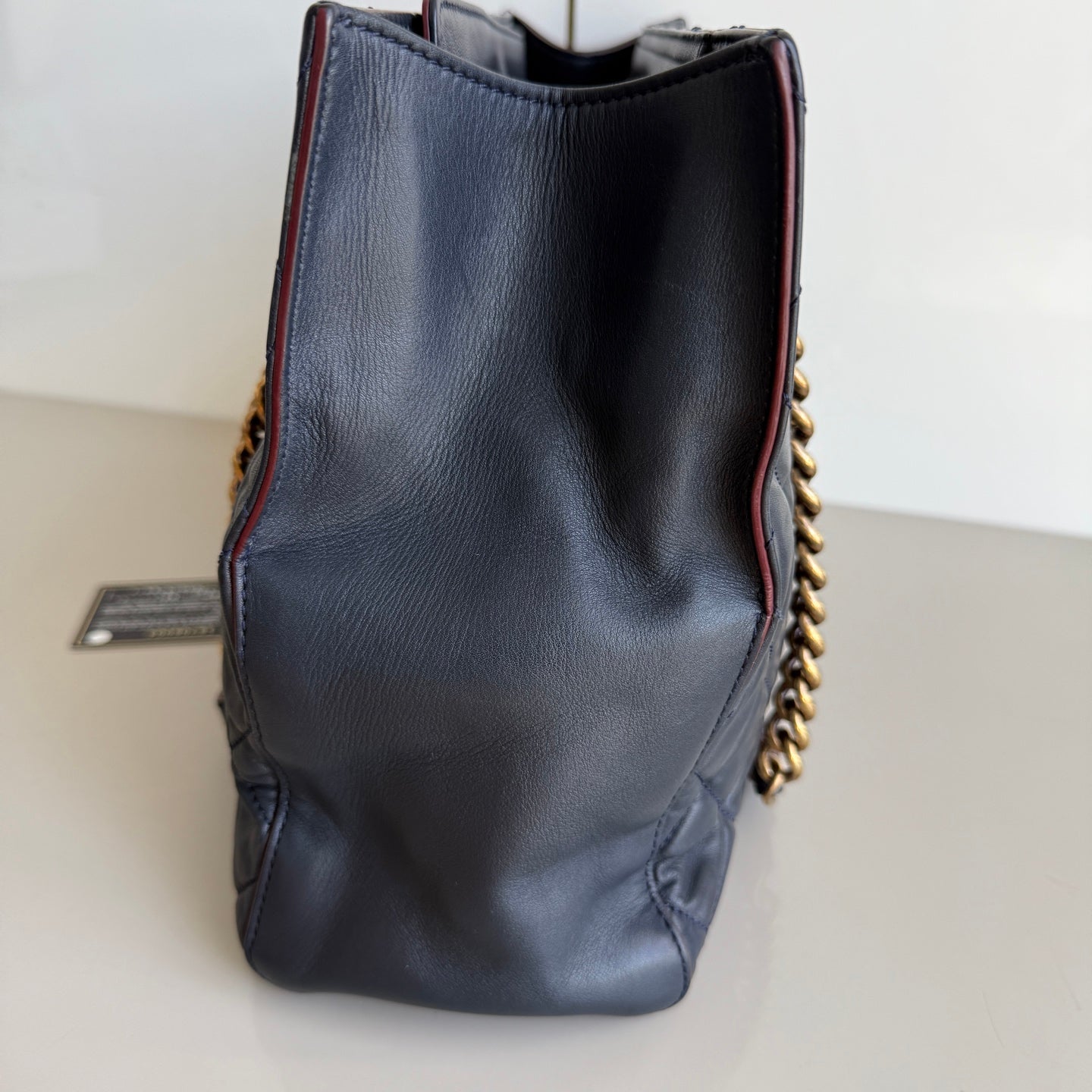 Chanel Perfect Edge Tote Quilted Navy Leather Antique Gold Hardware