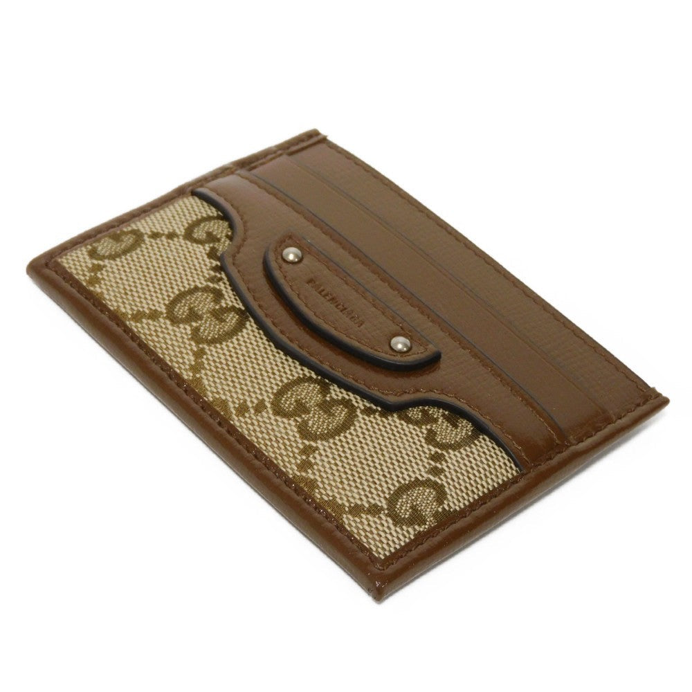 GUCCI Card Case 681709 GY5SN 8563 GG canvas x calf leather beige The Hacker Project GG Canvas Unused Balenciaga Neo Classic Card Holder unisex(Unisex)