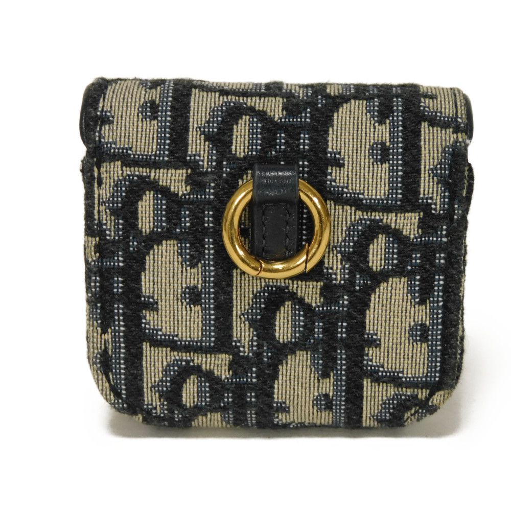 Dior key ring S5675CTZQ_M928 Jacquard canvas x smooth calf leather Beige x black x navy Oblique jacquard Saddle AirPods Pro Case