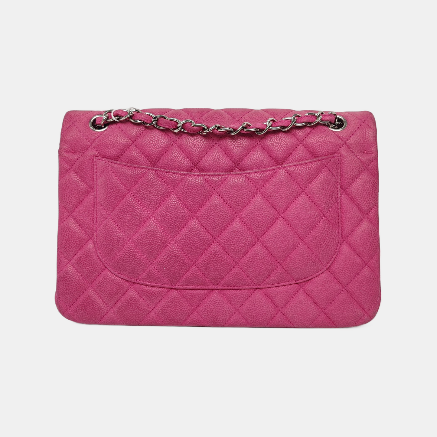 Chanel Classic Flap Jumbo Pink Caviar Leather Double Flap Silver Hardware, 2013-14