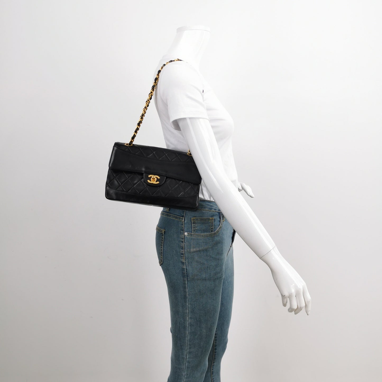 Chanel Classic Flap Vintage 1989 Black Lambskin Leather with 24k Gold Hardware