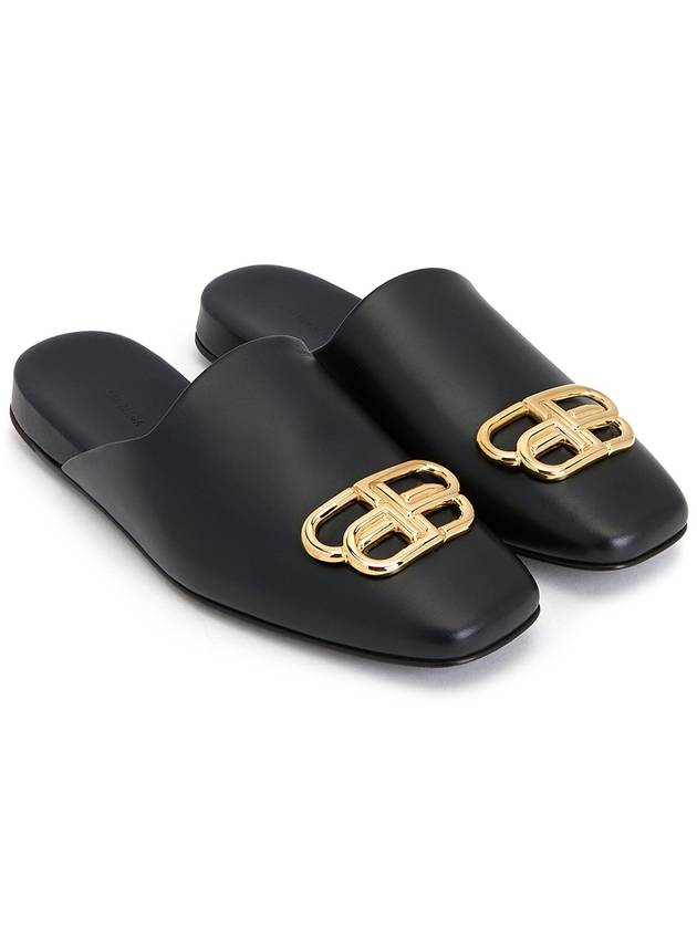 Luxury Balenciaga Trending 2025 BB Logo Leather Mule Black