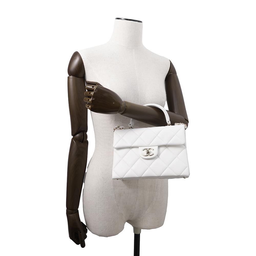 CHANEL Matelasse 2way top handle WhiteAS4711 Caviar Leather