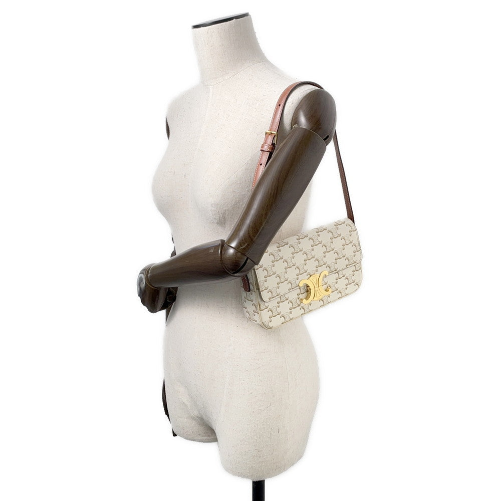 CELINE Triomphe One Shoulder Bag White194142 PVC Leather
