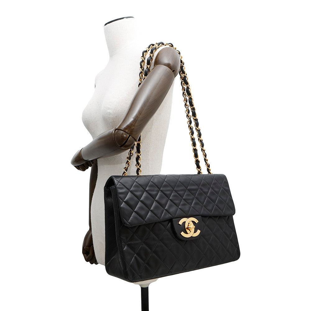 CHANEL Jumbo Matelasse ChainShoulder Bag BlackA01094 Lambskin Size 34