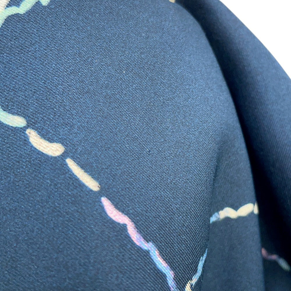 CHANEL Reversible CC Logo/CHANEL Logo/Camellia Large Scarf Size Approximately35.4" Black/Navy/Multicolor Silk100%