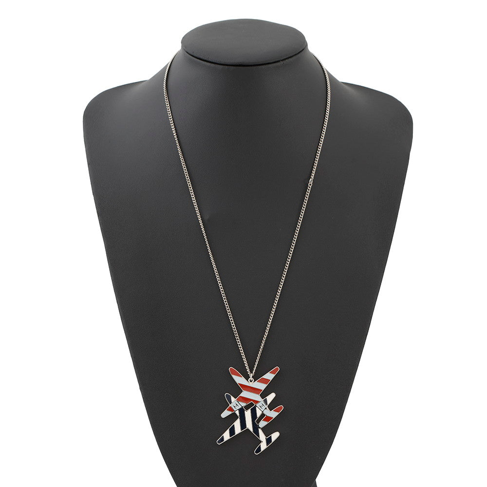 CHANEL Airline Necklace Red/Blue/White Metal