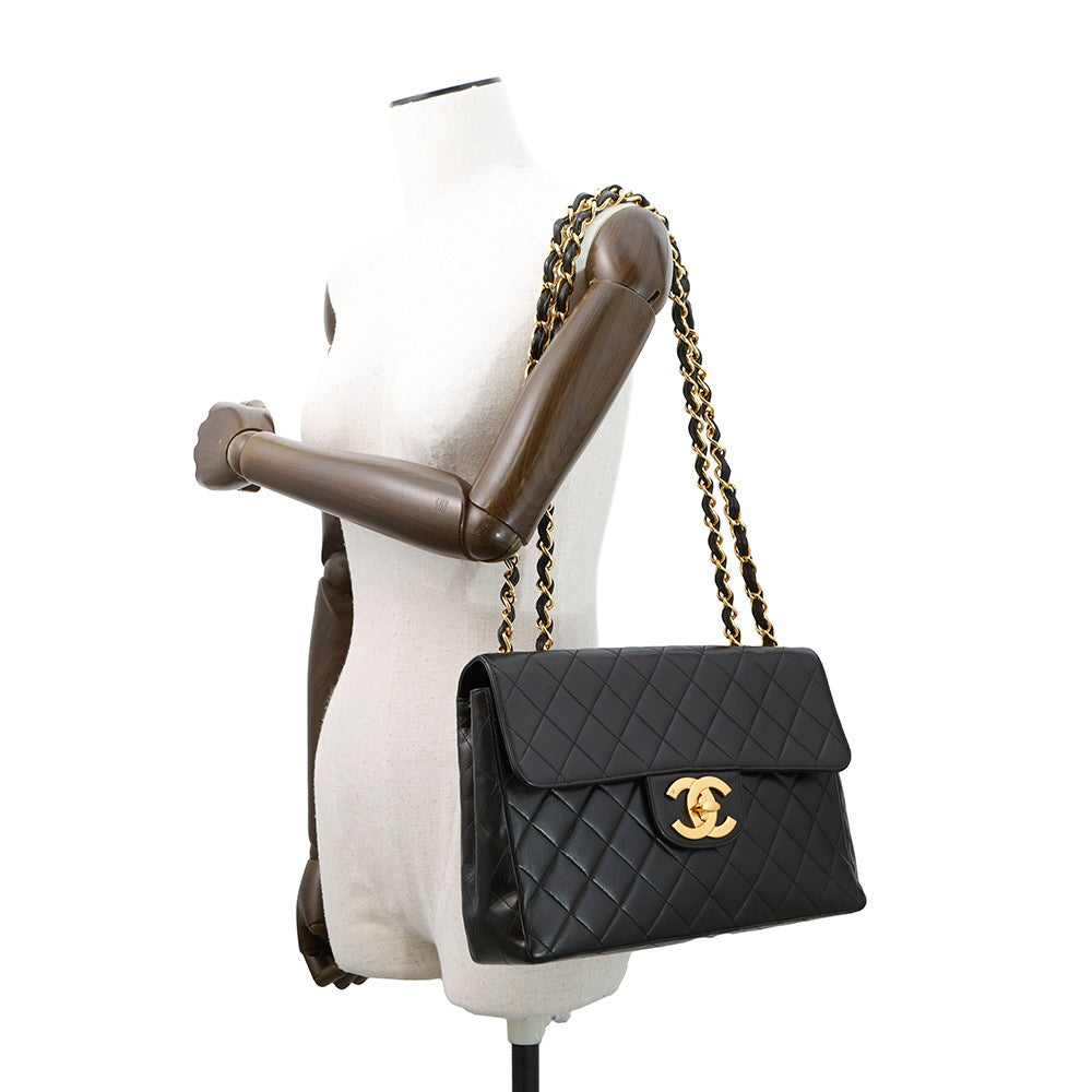 CHANEL Single Flap Matelasse Chain Shoulder BlackA04412 Lambskin Size 30
