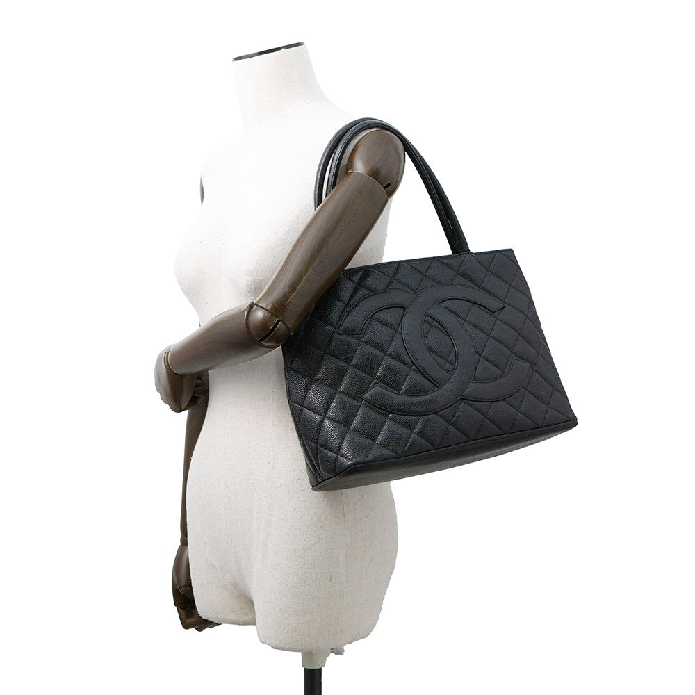 CHANEL Medallion Tote BlackA01804 Caviar Leather