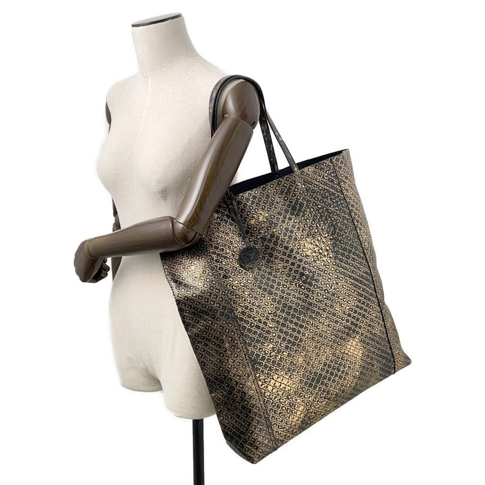 Bottega Veneta INTRECCIATO Intrecciato Mirage Tote Bag Gold/Black Leather Size 21.3"