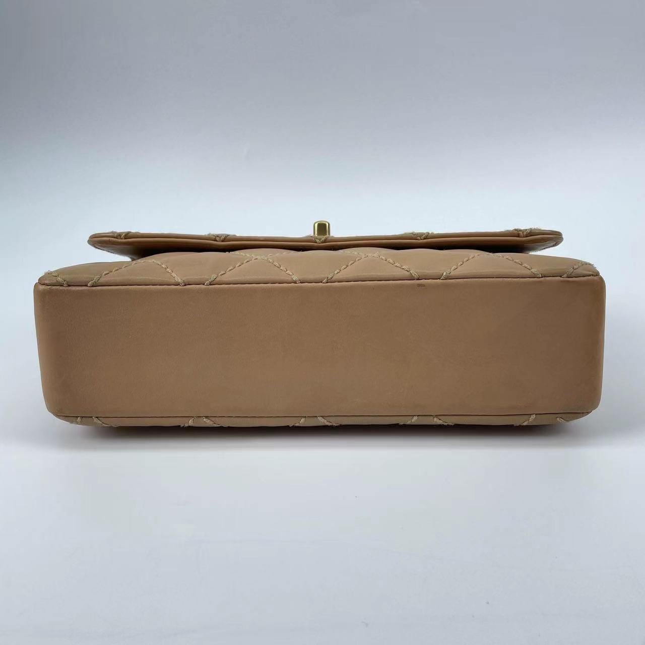 Chanel Wild Stitch Flap Beige Leather with Stitching Detail