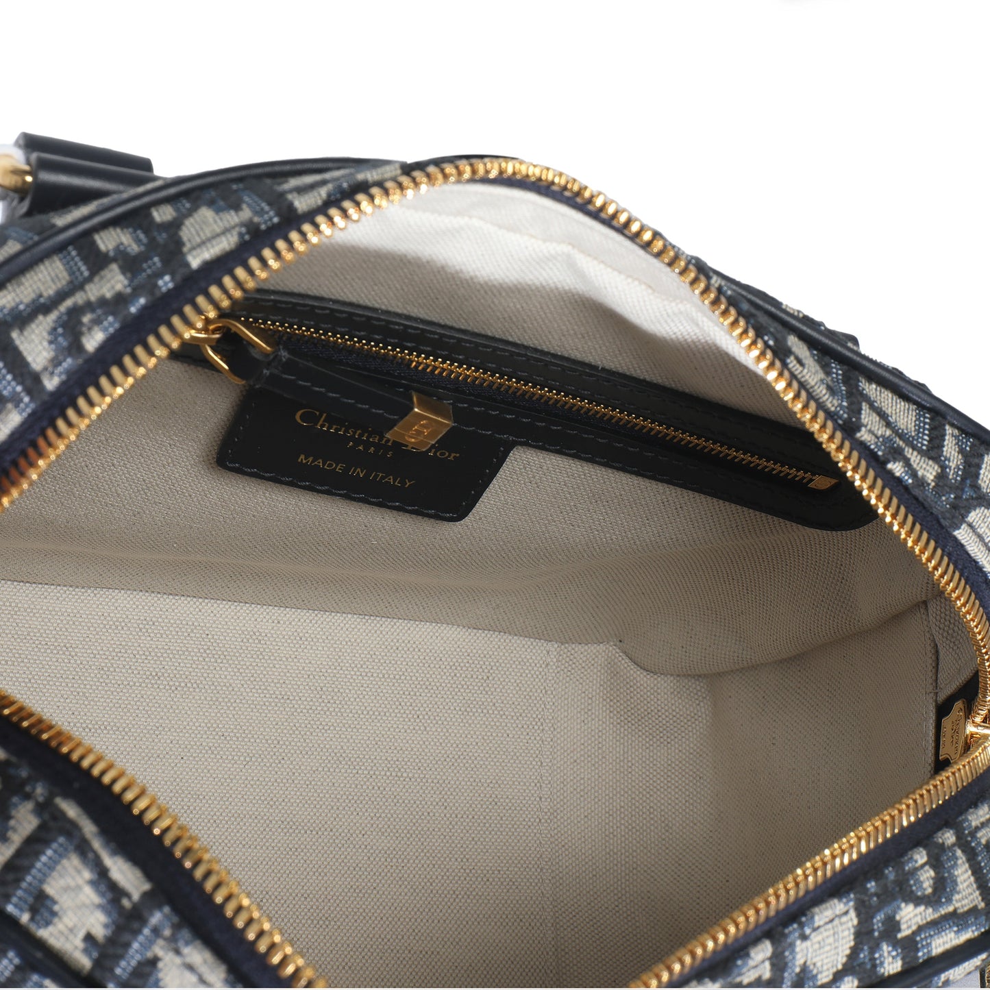 Dior Navy Oblique Canvas Small D Vibe Bowling Bag