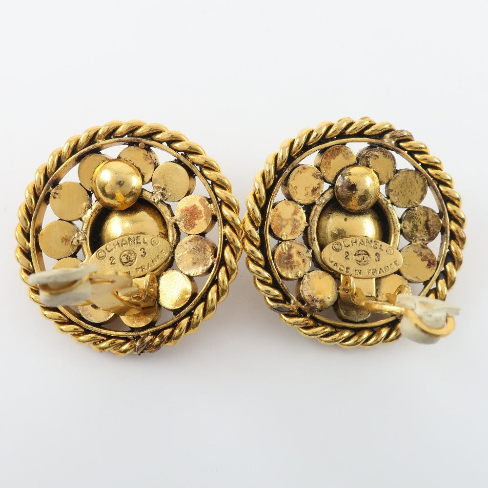 CHANEL Earring Plated Gold, Rhinestones Blue Women