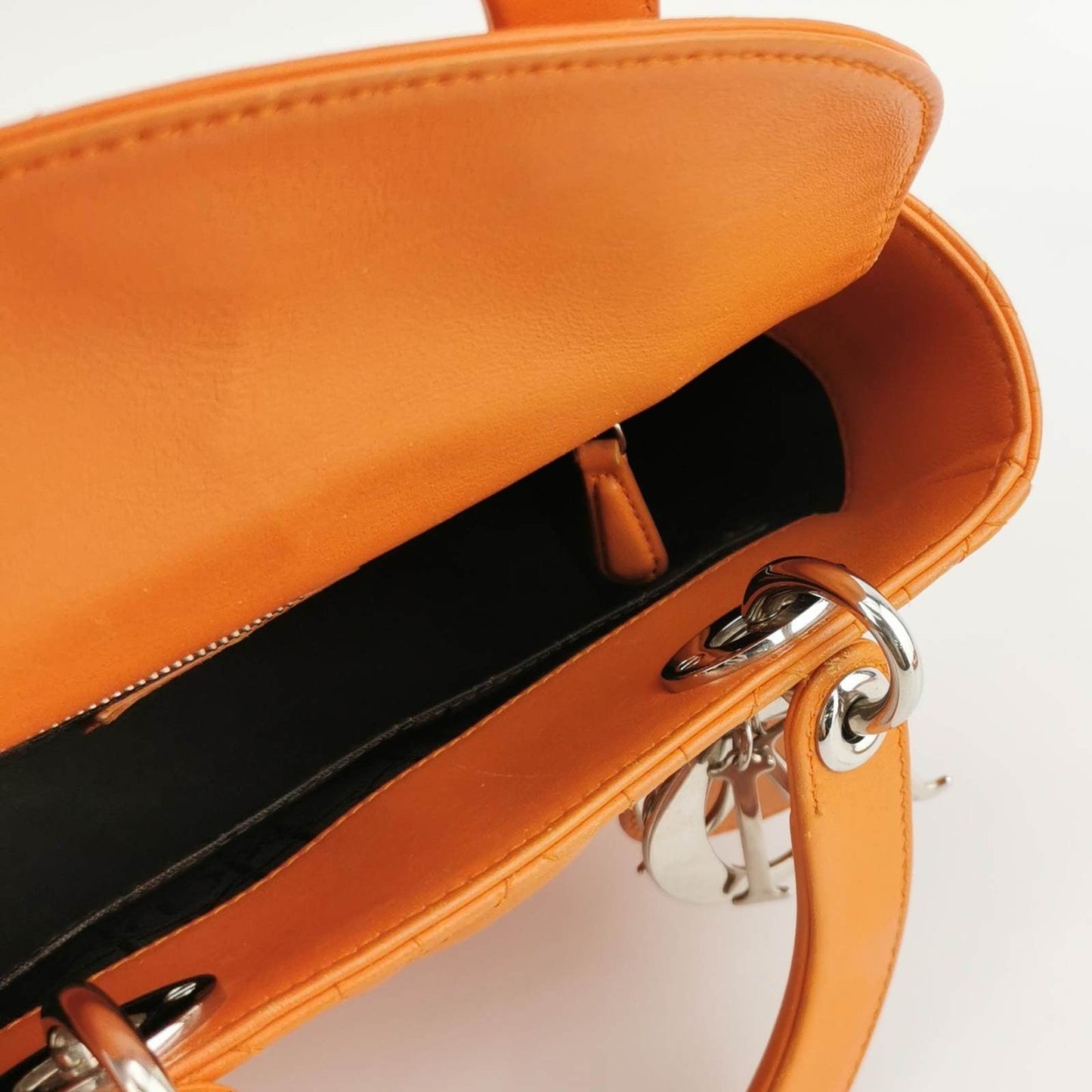 Lady Dior My Abcdior 2016 Small Orange Lambskin Cannage Leather Handbag