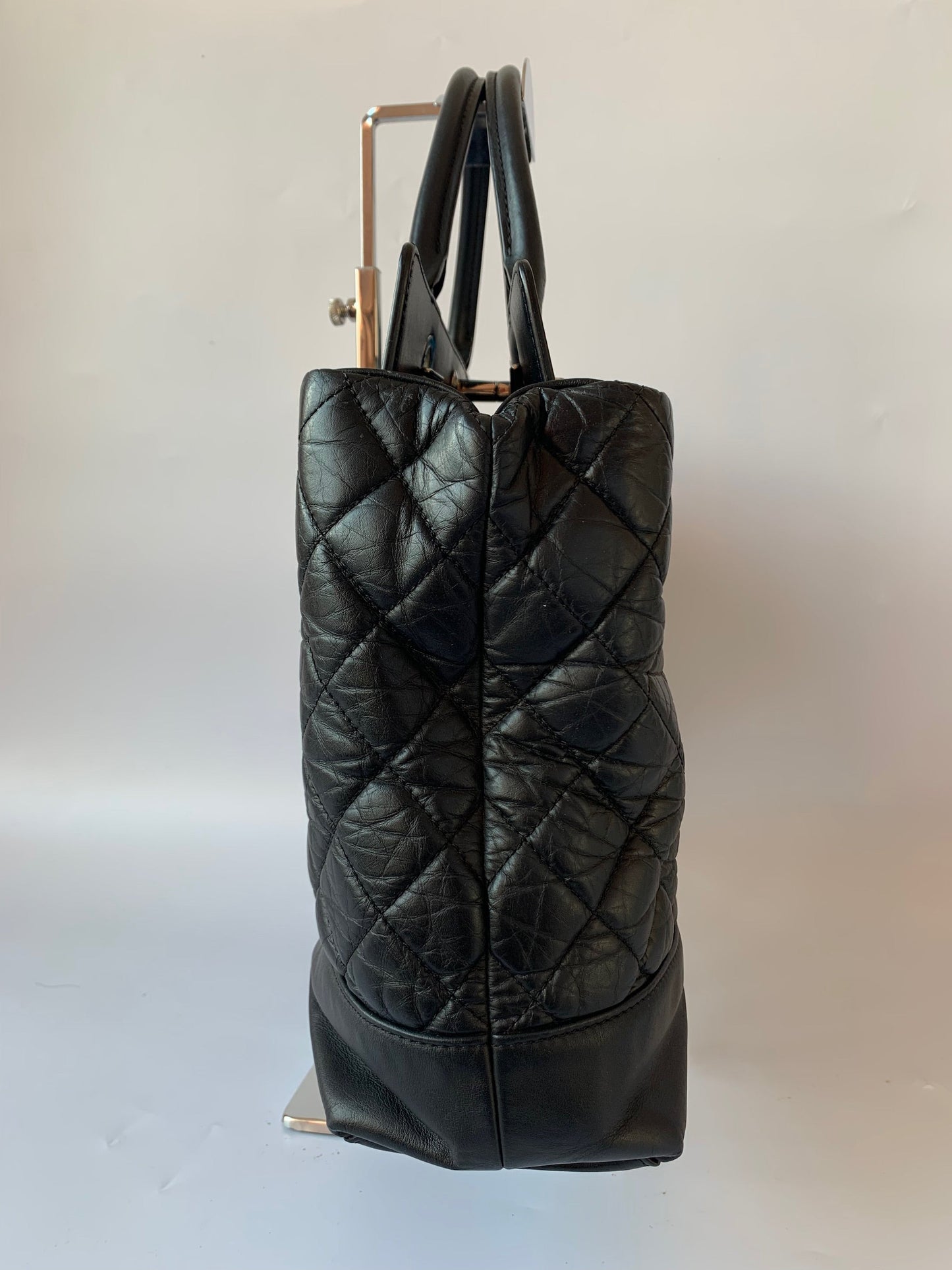 Chanel Portobello Shopping Tote Bag with Handle Black CC Lined Quilted