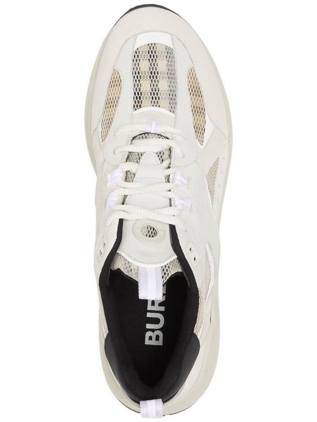 Luxury Burberry Vintage Check Mesh and Suede Sneakers Archive Beige White