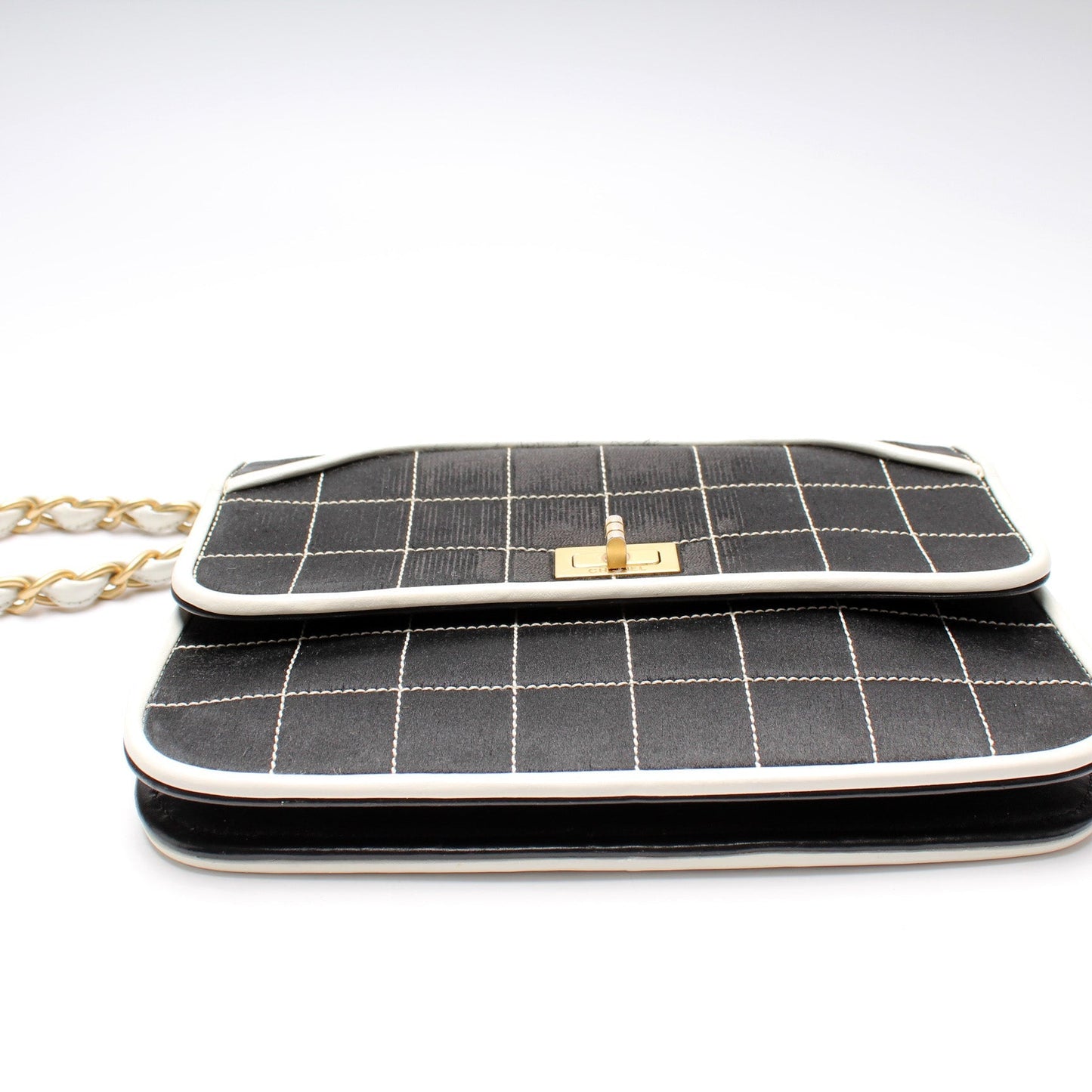 Chanel Mademoiselle Chocolate Bar Satin Flap Bag