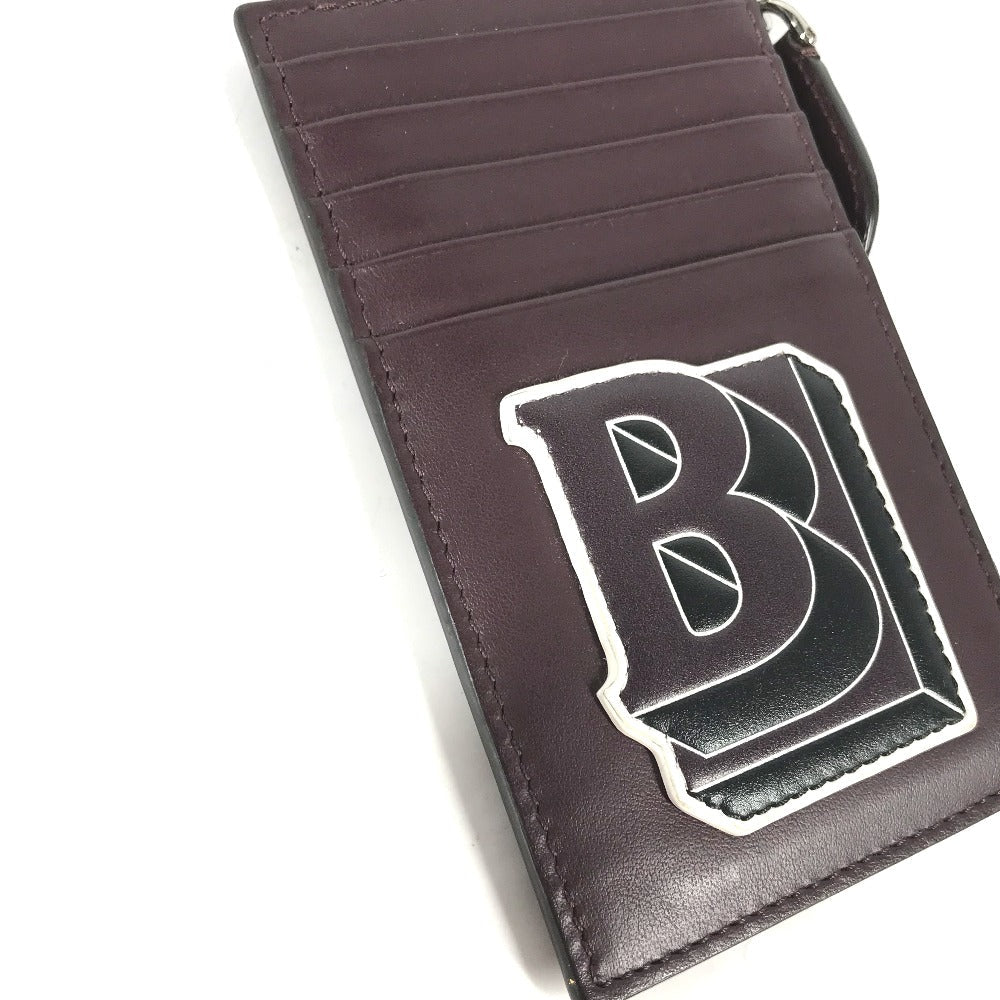 BURBERRY Coin case leather Purple type Wallet Coin Pocket With TB strap mens