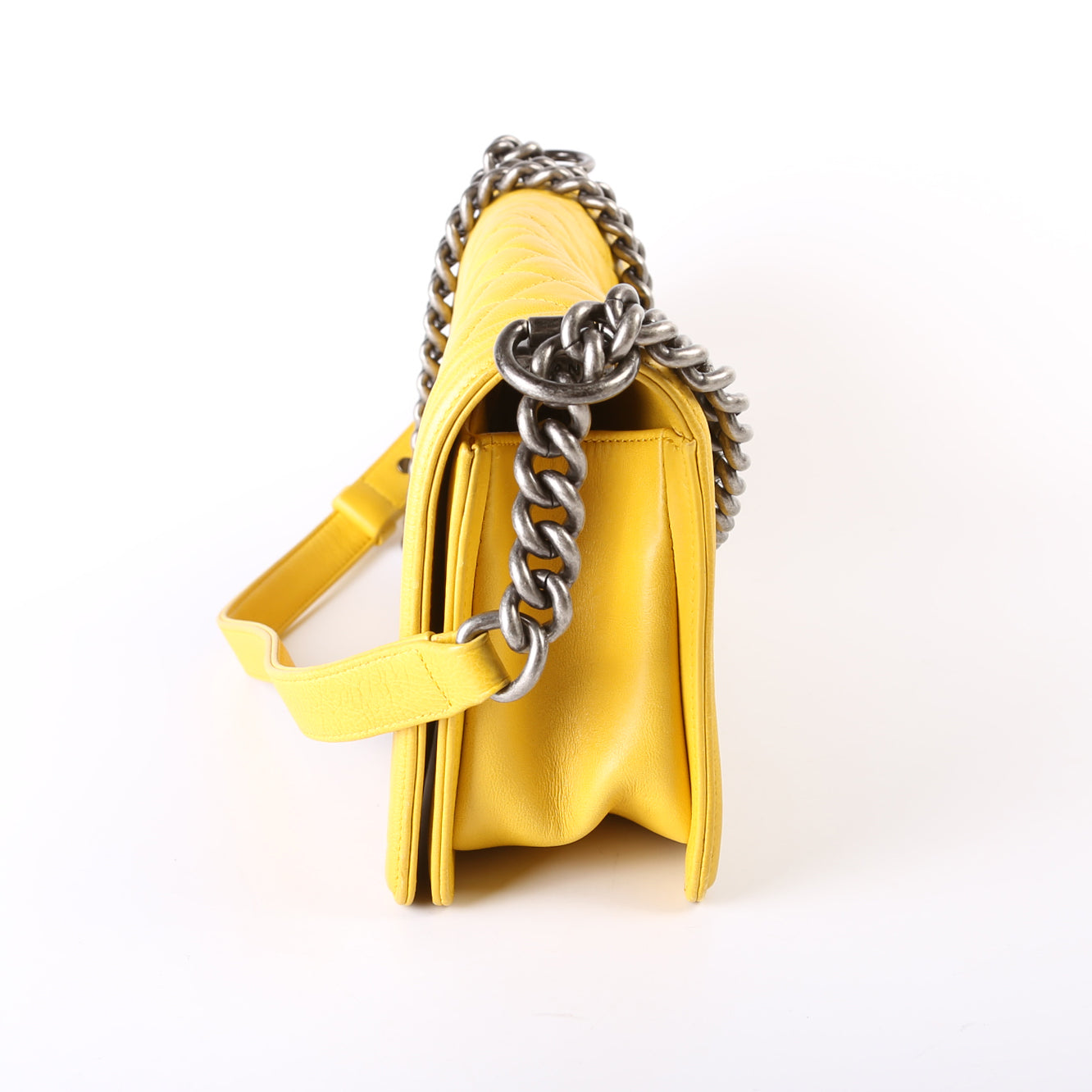 Chanel Boy Flap Medium Old Lambskin 15-20M Yellow Bag
