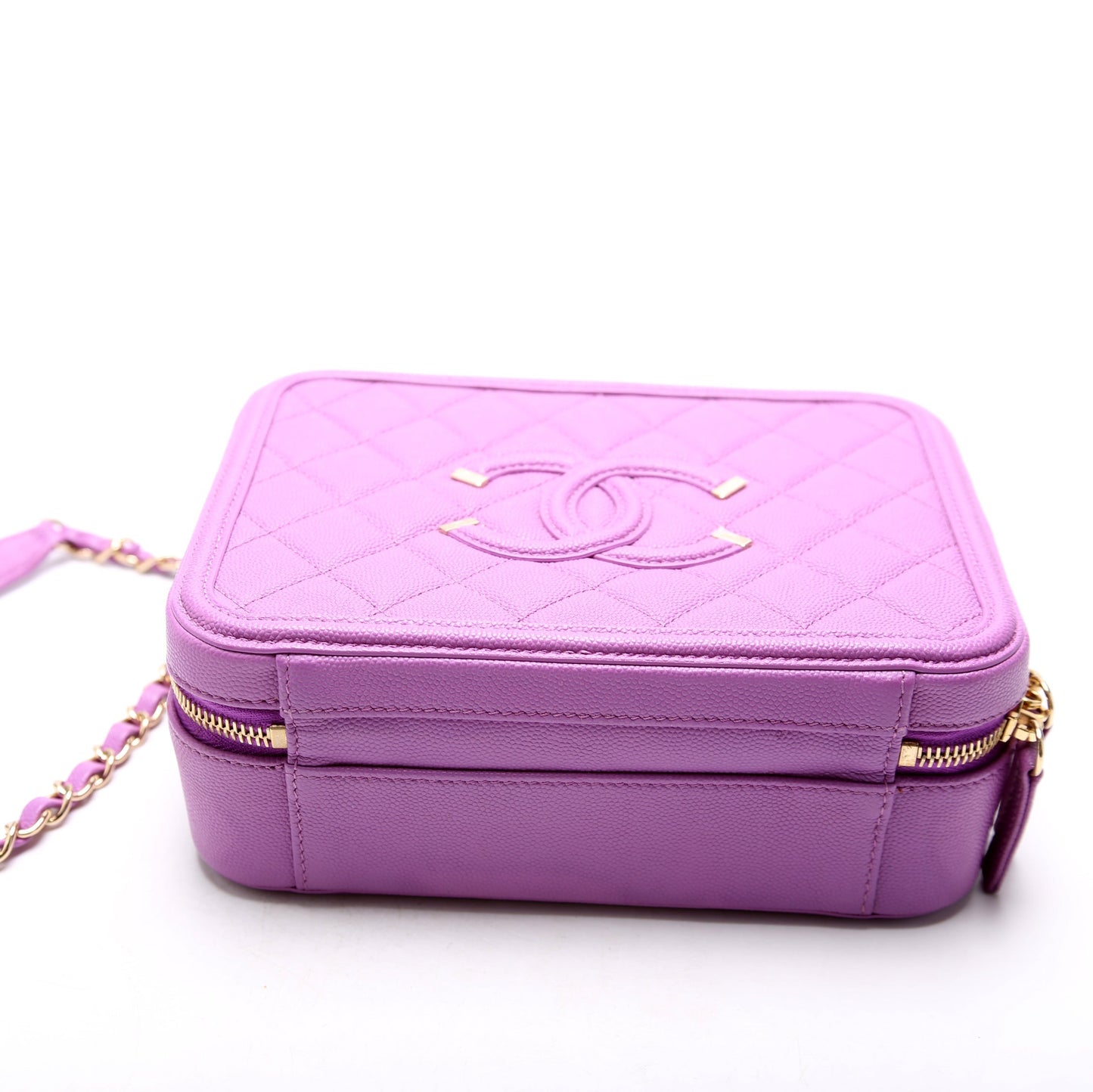 Chanel Filigree Vanity Case Medium 28M Purple Bag
