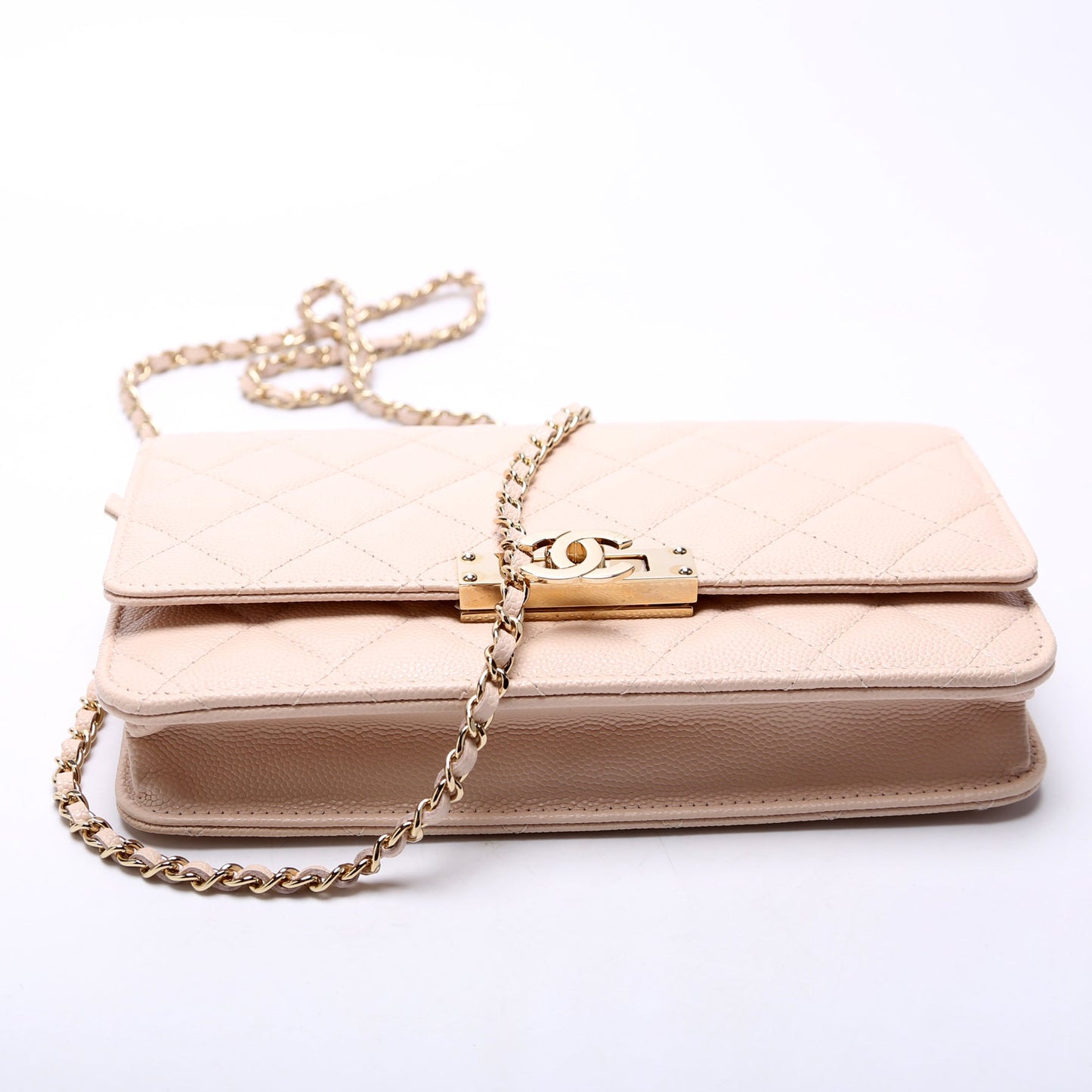 Chanel WOC Golden Class Quilted Caviar 24M Beige Bag