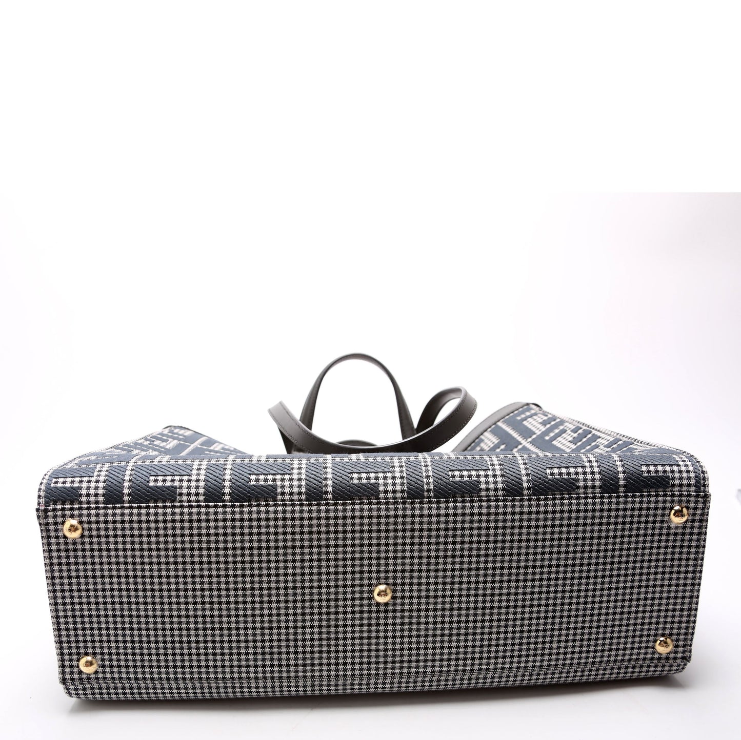 Fendi 8BH374 Peekaboo FF Wool Houndstooth X-Tote Blue Bag
